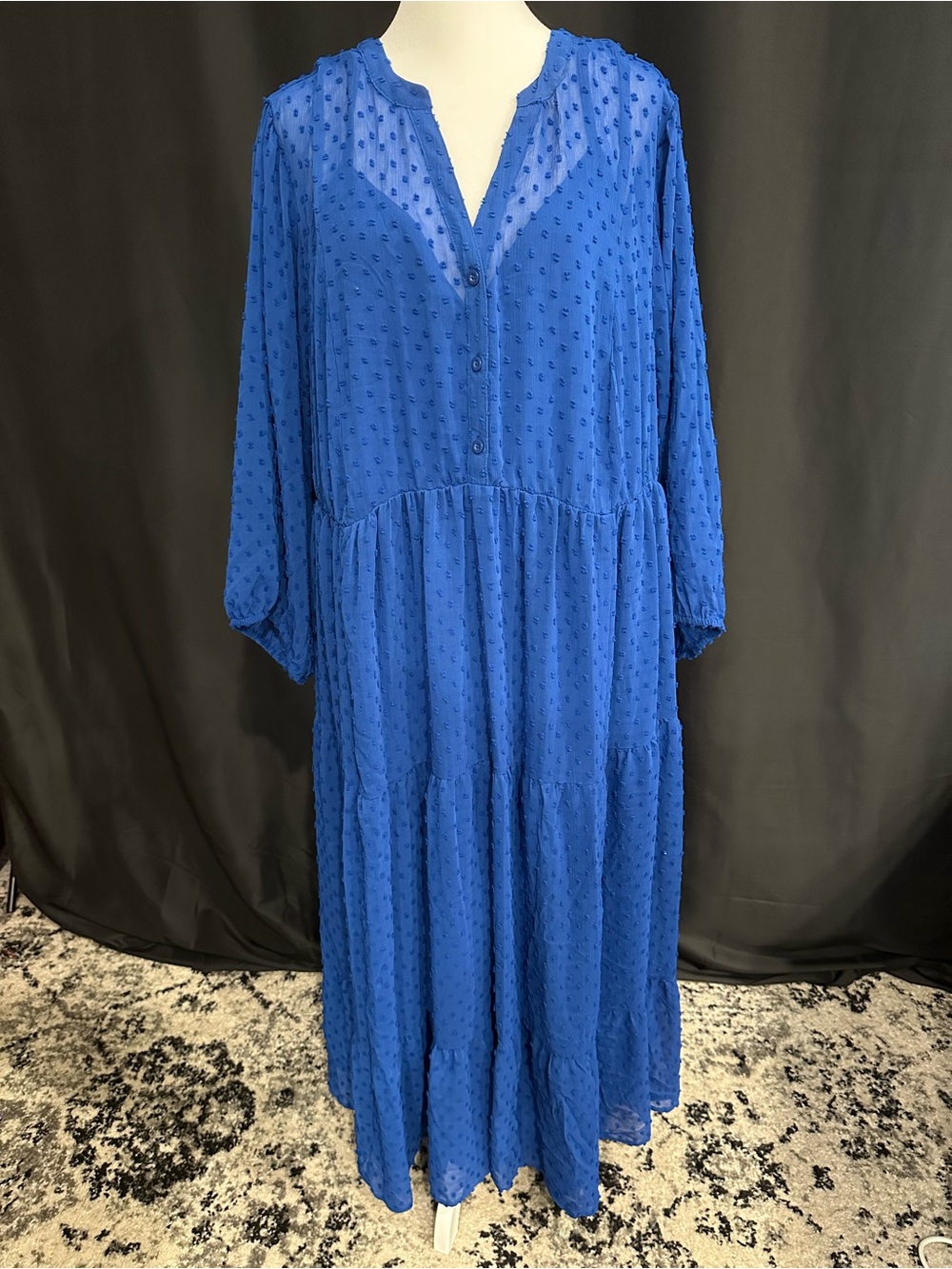 torrid Royal Blue Dotted Tiered Maxi Dress